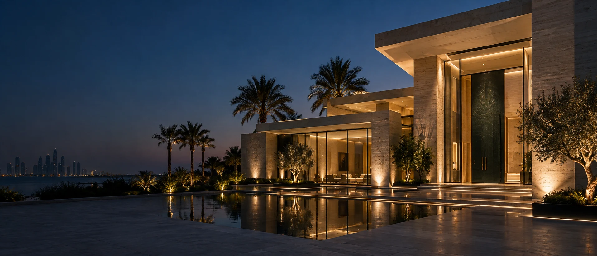 A contemporary UAE villa revealed by integrated architectural lighting