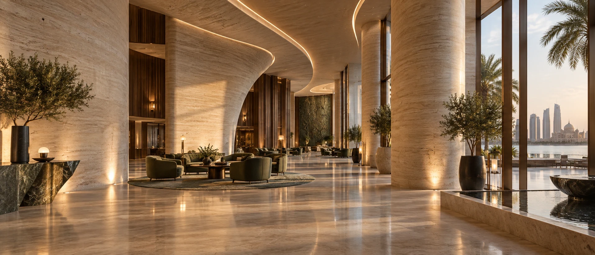A monumental Gulf interior sculpted by concealed architectural lighting